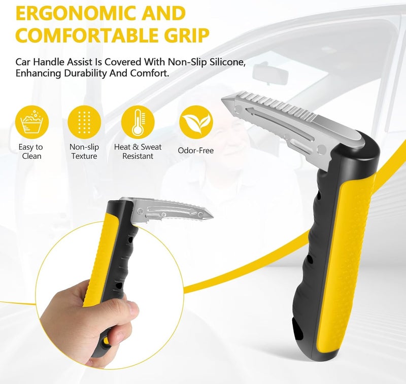 Kaiedos Car Door Handle for Elderly, 3-in-1 Car Handle Assist for Seniors, Portable Auto Cane Vehicle Support Handle, 500 lbs Capacity, Non-Slip Door Assist Bar (Yellow, 2-Pack Car Cane) - Image 3